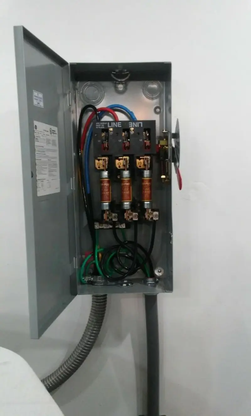 Three-phase disconnect switch installed for Electrical Wiring & Rewiring in Grove